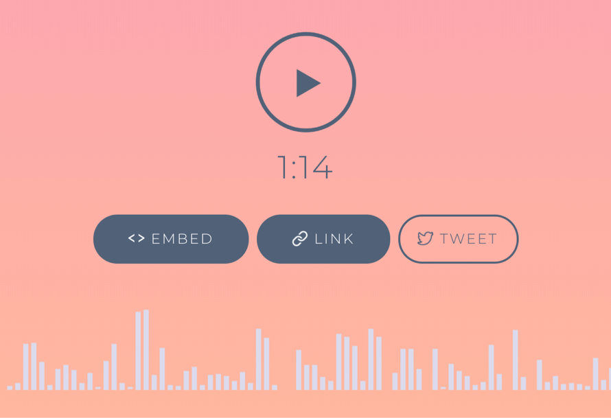 Private audio sharing options- link, embed, tweet